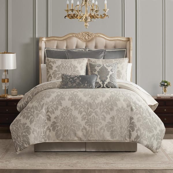 WATERFORD Blenheim 4 Piece Ivory Polyester Cal King Comforter Set