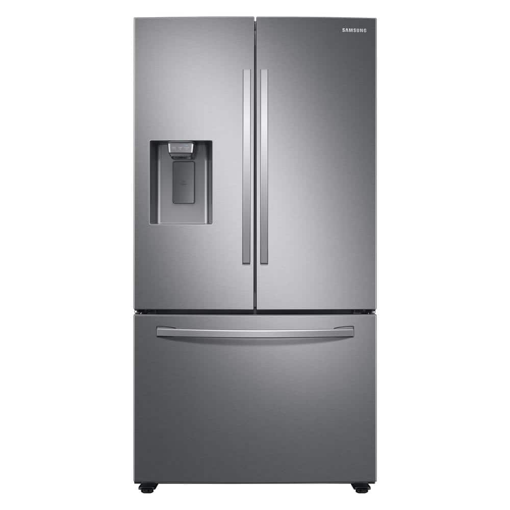 Samsung 35.75 in. W 27 cu. ft. 3-Door French Door Refrigerator in Fingerprint Resistant Stainless Steel, Standard Depth