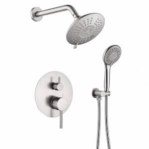 Single-Handle 2-Spray Round High Pressure Shower Faucet in Brushed Nickel (Valve Included)