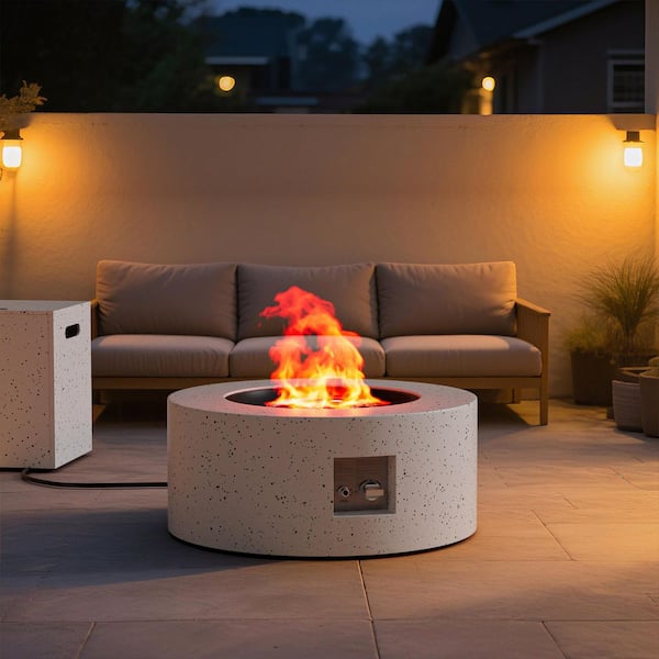 eVita Outdoor Fire Pit Table Propane Gas Fire Pits, 30 in. Round Firepit Table, 50,000 BTU Fire Table for Patio Set, Sand