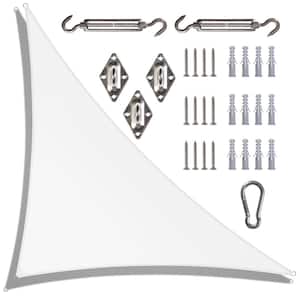 12 ft. x 12 ft. x 17 ft. 190 GSM White Right Triangle Sun Shade Sail with Triangle Kit