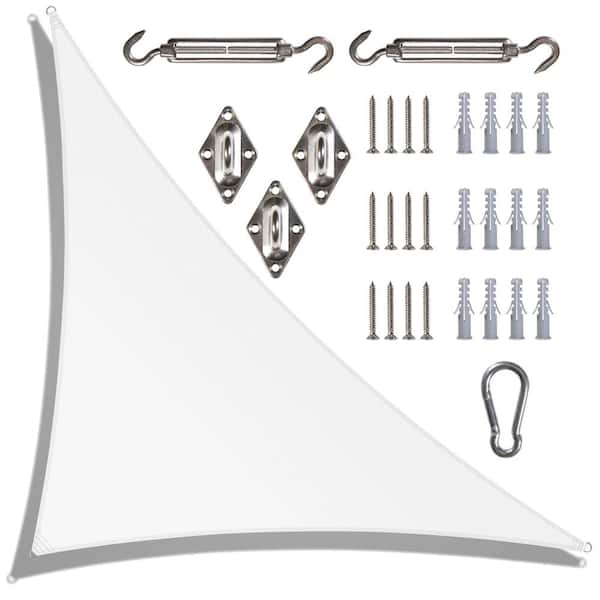 COLOURTREE 12 ft. x 12 ft. x 17 ft. 190 GSM White Right Triangle Sun Shade Sail with Triangle Kit