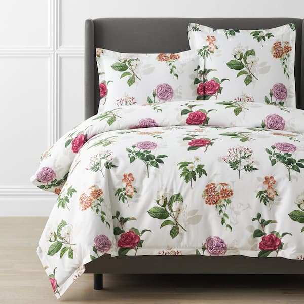 The Company Store Legends Hotel Cameilla Floral Wrinkle-Free White Multi Full Sateen Duvet Cover