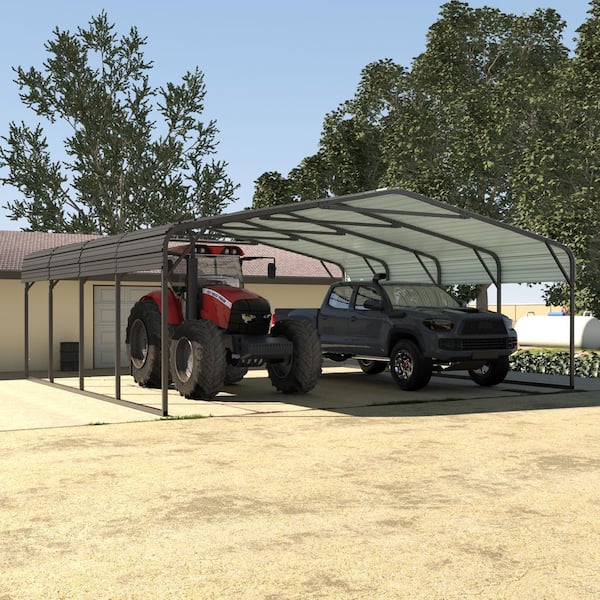 20 ft. W x 20 ft. D Metal Carport Metal Car Canopy and Shelter, Gray