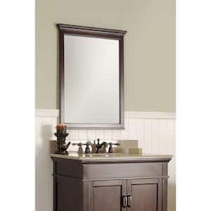 24 in. W x 31 in. H Framed Rectangular Bathroom Vanity Mirror in Mahogany