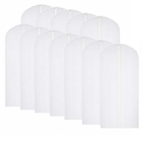 Clear Garment Bag, 60 in. Height, Dustproof Zippered Storage Cover, Set of 12 for Long Dresses, Suits and Coats