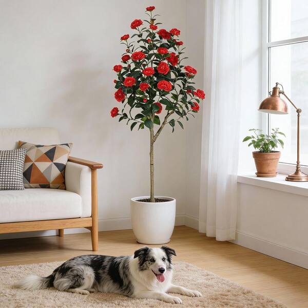 Gravee 5 ft. Artificial Topiary Tree in Planter, Lifelike Foliage
