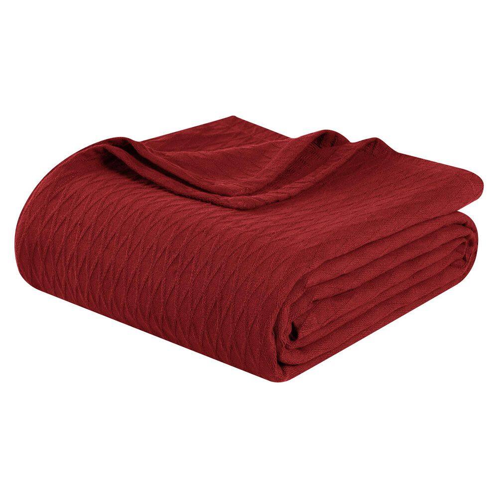 Diamond Weave Burgundy Modern Classic Geometric All-Season Cotton Twin Blanket price history on PriceWatchPro