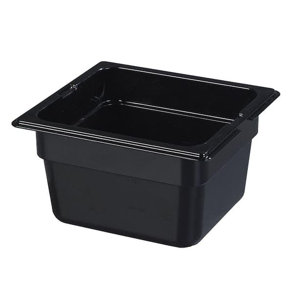 Carlisle 1/6 Size, 1.70 qt., 4.0 in. D High Heat Plastic Food Pan in Black, Lid not Included (Case of 6)