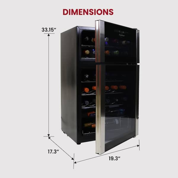 Koolatron 29-Bottle Dual Zone Compressor Wine Chiller, Black/Silver