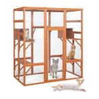 COZIWOW Wooden Outdoor Cat Enclosure Run Playpen Catio CW12B0379-T01 - The  Home Depot