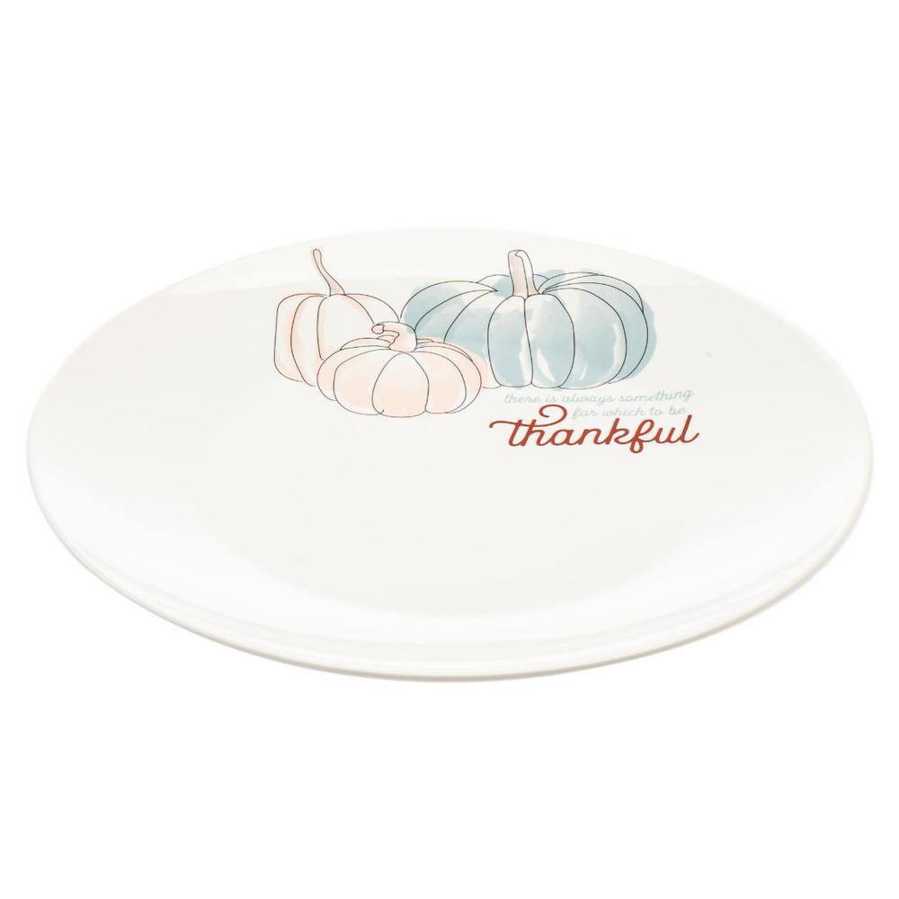 White and Multicolor Porcelain Round Fall Serving Platter