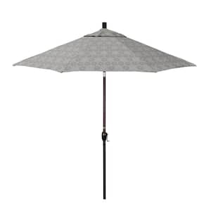 9 ft. Bronze Aluminum Market Patio Umbrella with Crank Lift and Push-Button Tilt in Spiro Graphite Pacifica Premium