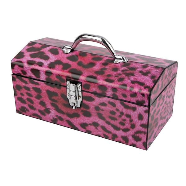 Sainty International 16 in. Pink Leopard Art Tool Box