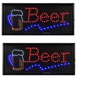 19 in. x 10 in. LED Rectangular Beer Sign with 2 Display Modes (2-Pack)