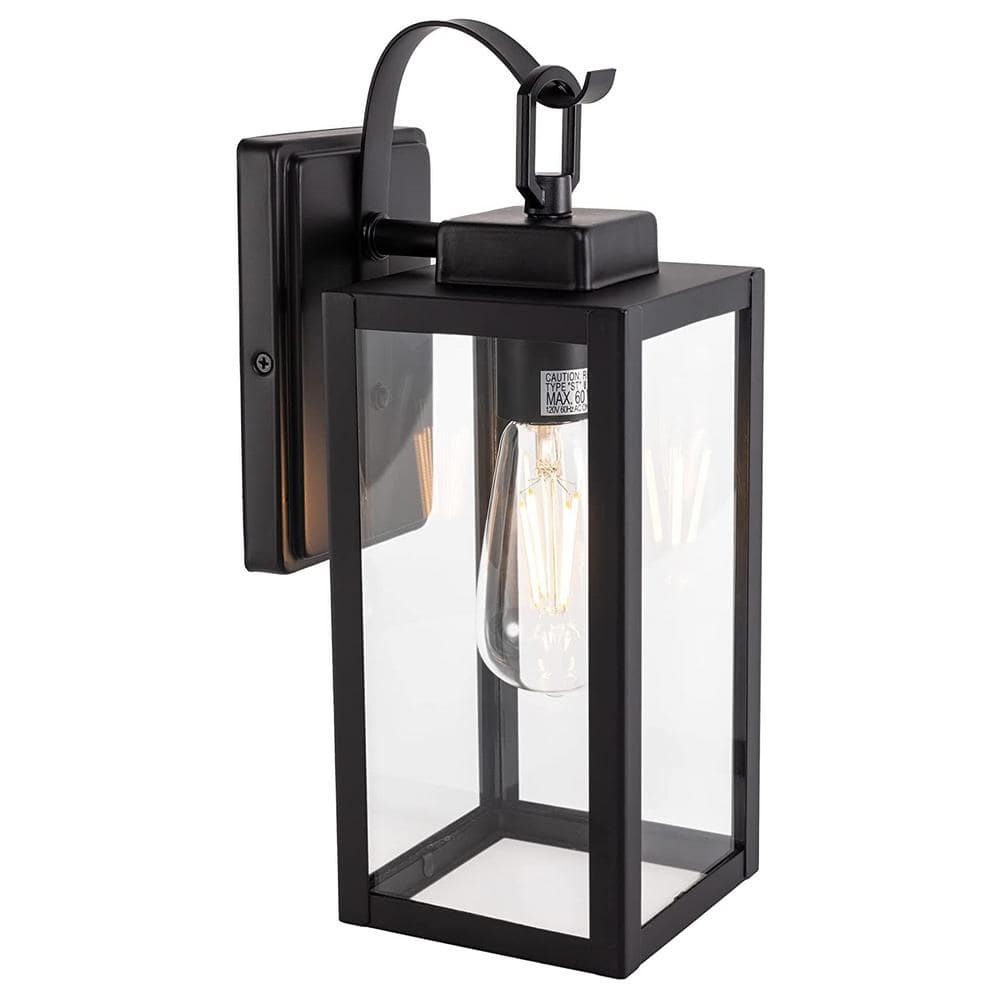 Black Metal and Glass Outdoor Wall Sconce