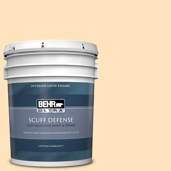 BEHR ULTRA 5 gal. #P240-1 Cheese Powder Extra Durable Satin Enamel Interior Paint & Primer