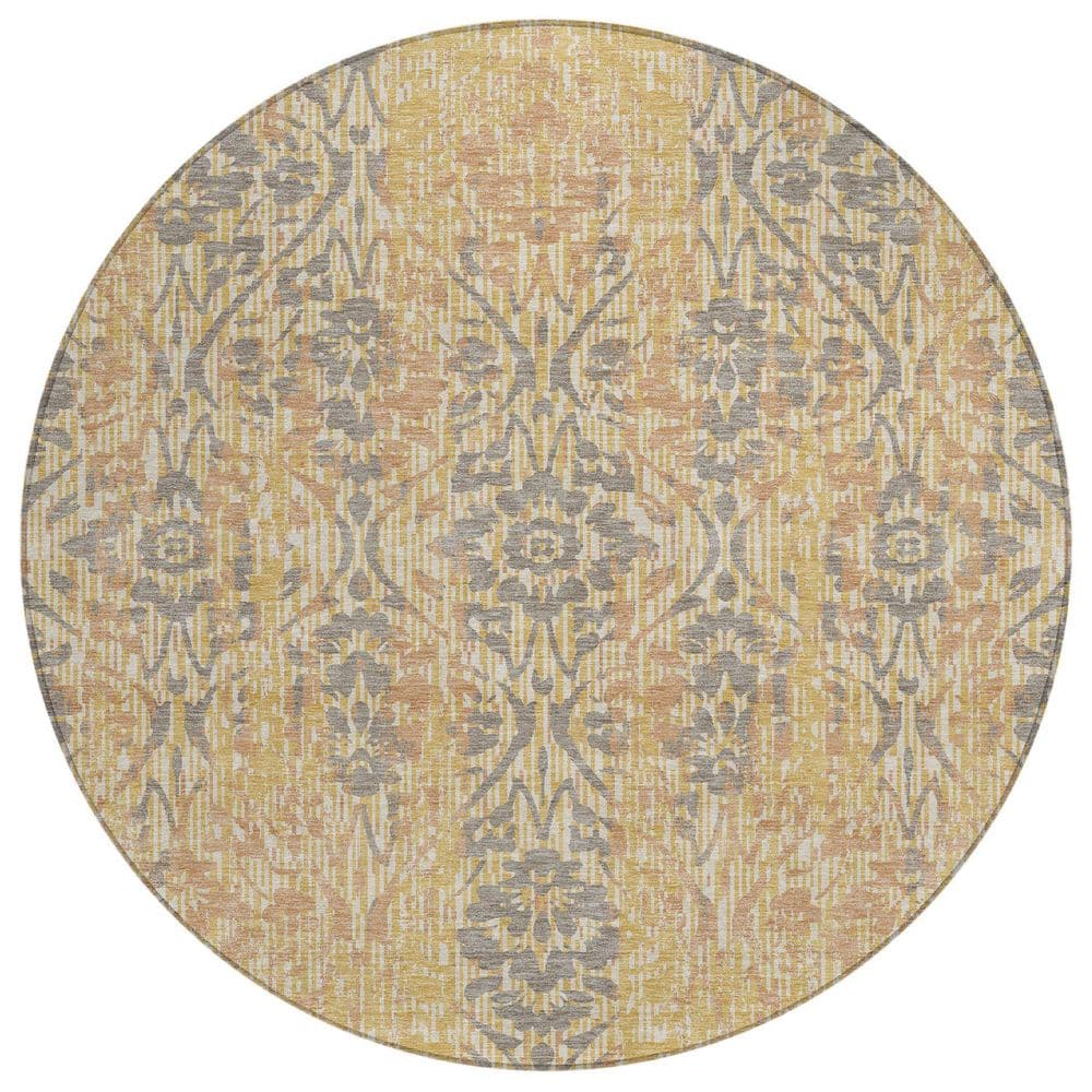 Chantille Machine Washable Indoor/Outdoor Abstract ACN2482 Gold 8 ft. x 8 ft. Round Rug price history on PriceWatchPro