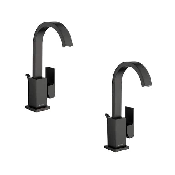Glacier Bay Farrington Single-Handle Single-Hole High-Arc Bathroom Faucet in Matte Black (2-Pack)