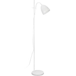 58.25 in. Matte White Modern 1-Light Non-Dimmable Standard Floor Lamp for Living Room with Metal Dome Shade