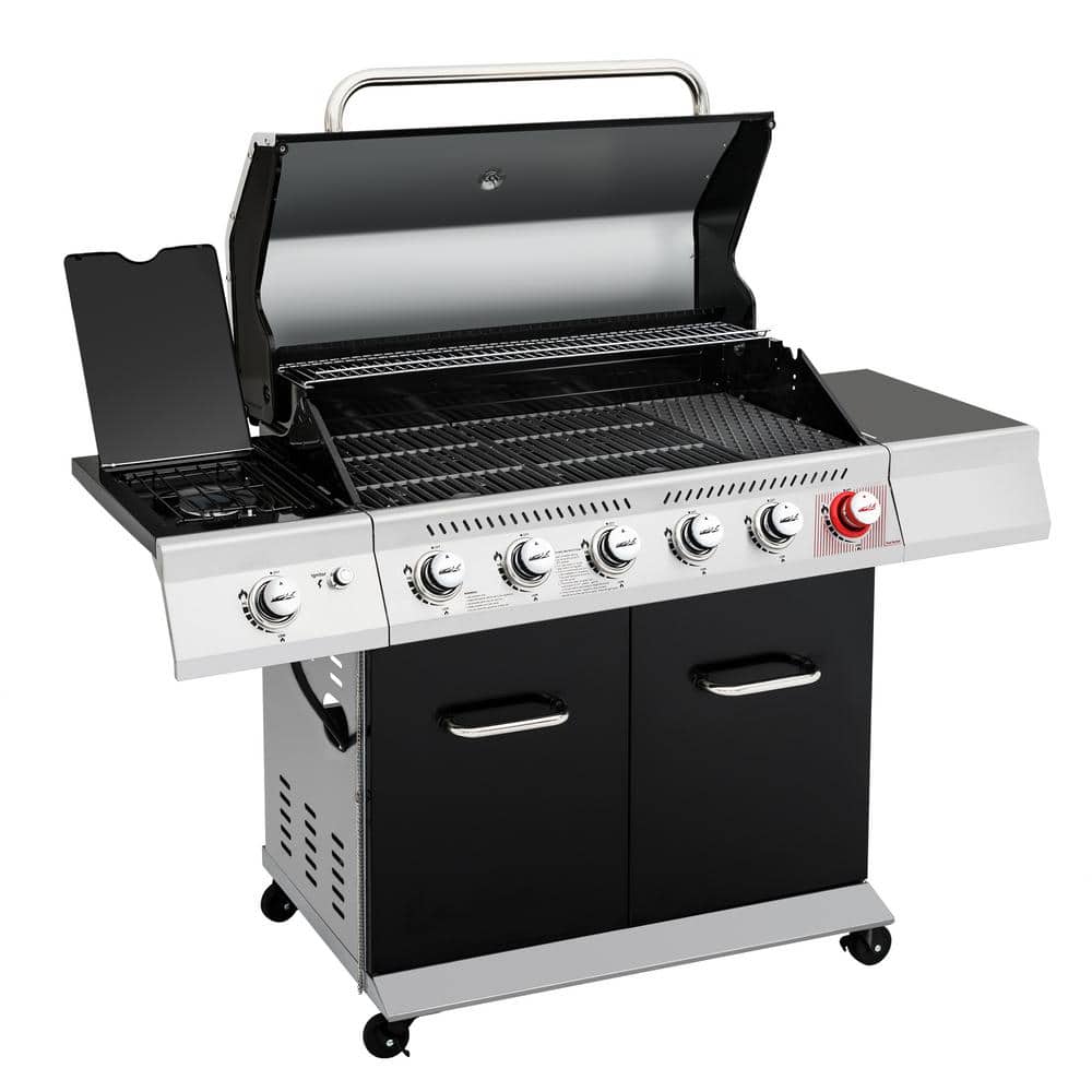 Royal Gourmet Black 6-Burner Propane Gas Grill with Side Burner
