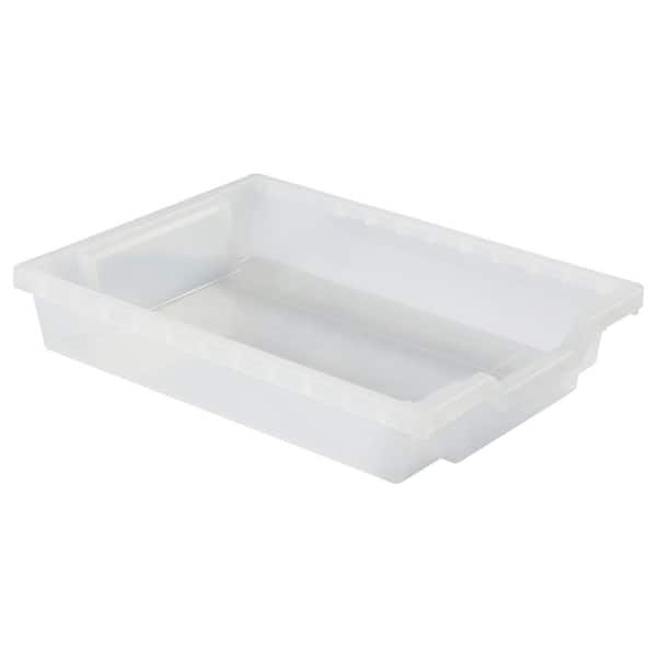 TOT MATE Classroom Storage Bins 3 in. H x 12.5 in. W x 16.8 in. D White Plastic Small Translucent Bins (Pack of 10)