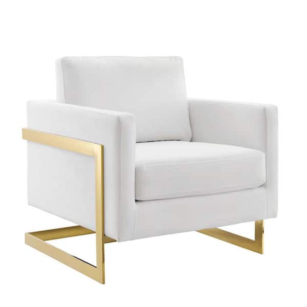 MODWAY Gold White Posse Performance Velvet Accent Chair in