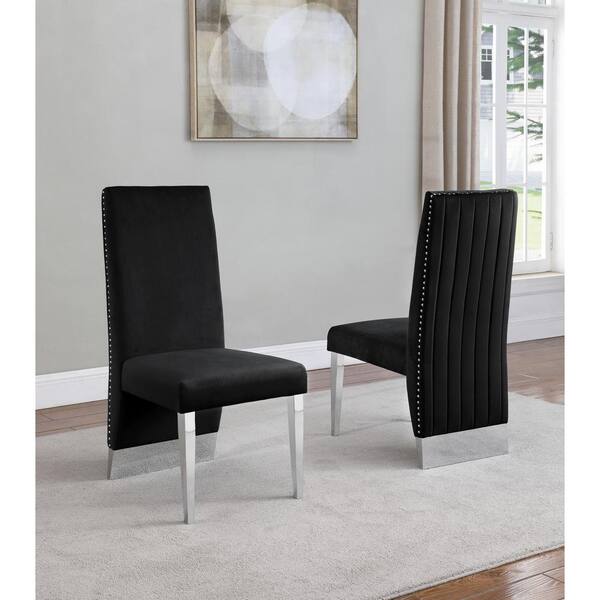 black velvet chairs with chrome legs