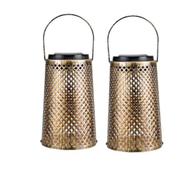 Honbei 2-Pack Gold Solar Powered Outdoor Tree Lanterns Lights LED Weather Resistant Path Light, Patio Table Lamps