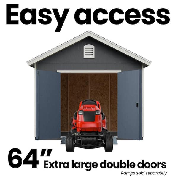 Pro Assembled Fairfax 10 ft. x 20 ft. Wood Storage Shed with Floor, Windows, and Side Door - Black Shingle (200 sq. ft.)