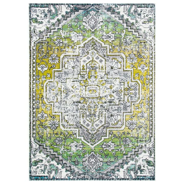 Skyler 5 ft. x 8 ft. Green/Ivory Ornate Overdyed Area Rug