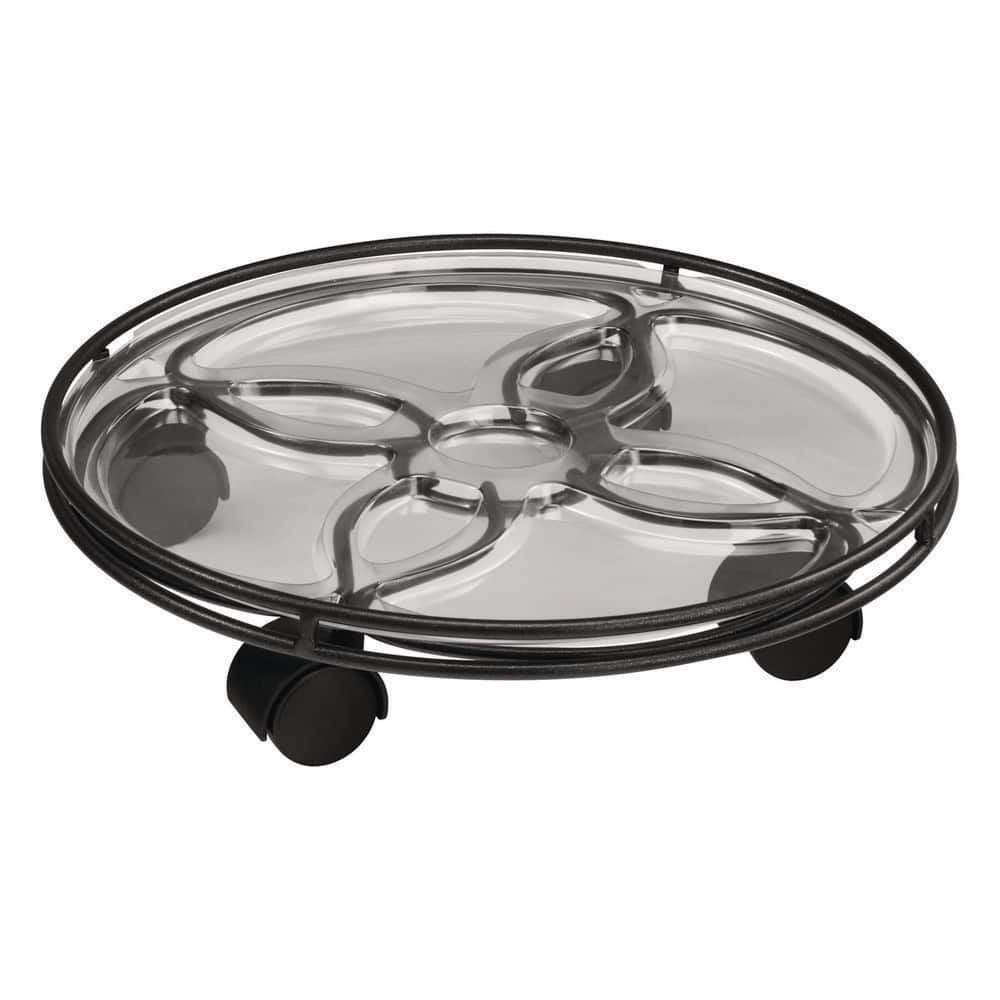 Vigoro 13.6 in. Brown Metal Plant Caddy (13.6 in. D x 2.8 in. H