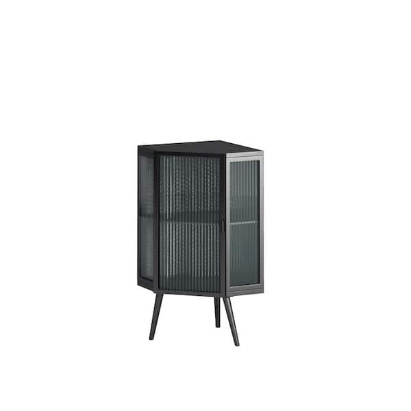 22.25 in. W x 16.54 in. D x 31.5 in. H Black Linen Cabinet with Tempered Glass Door and Storage Shelves for Bathroom