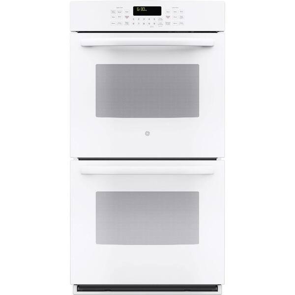 GE Profile 27 in. Double Electric Smart Wall Oven with Convection (Upper Oven) Self-Cleaning and Wi-Fi in White