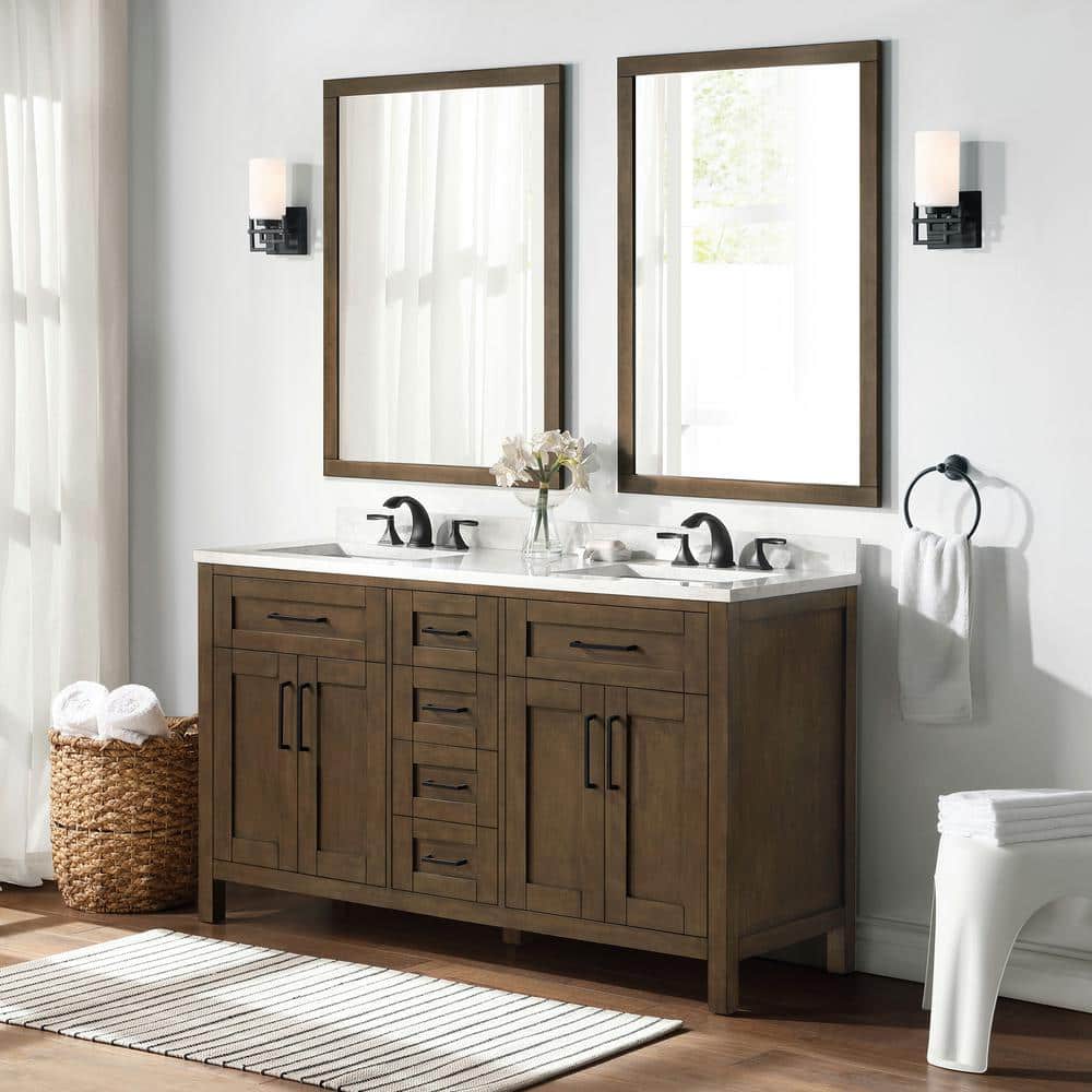 OVE Decors Tahoe 60 in. W Bath Vanity in Almond Latte with Cultured ...
