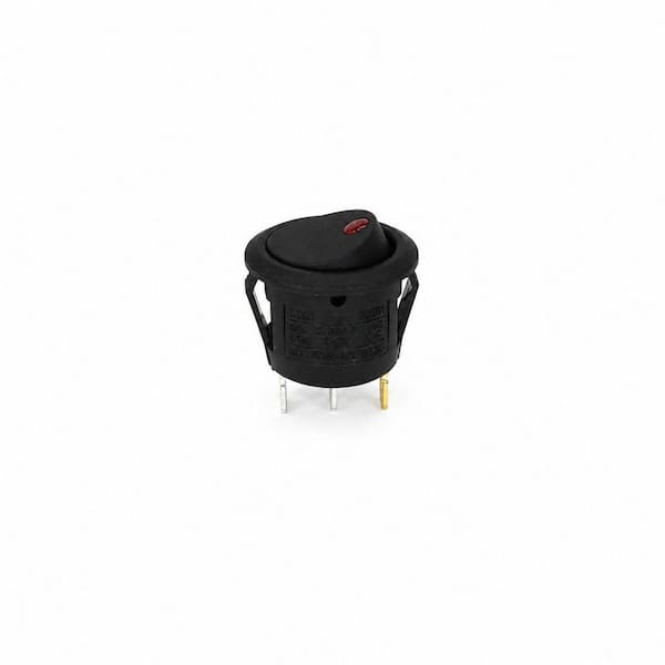 16 Amp LED Illuminated Round Hole Rocker Switch Black 1-Pack NHE-SRRS-1