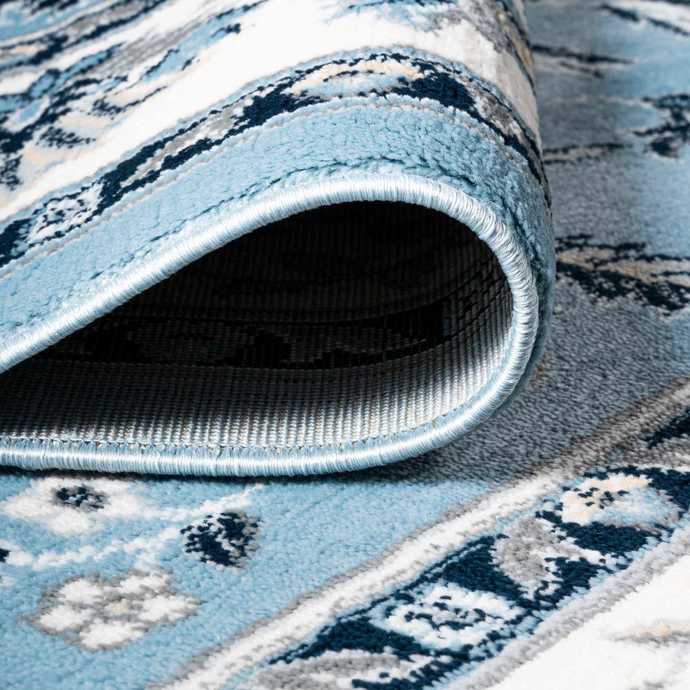 Blue and Gray Reversible Synthetic 4' x 6' Area Rug