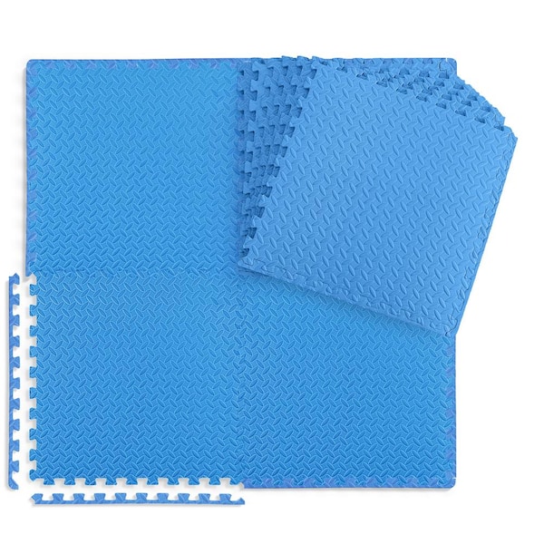 SAKAE Blue 24 in. W x 24 in. L x 0.5 in. T EVA Foam Diamond Pattern Gym Flooring Mat (6 Tiles/Pack) (24 sq. ft.)