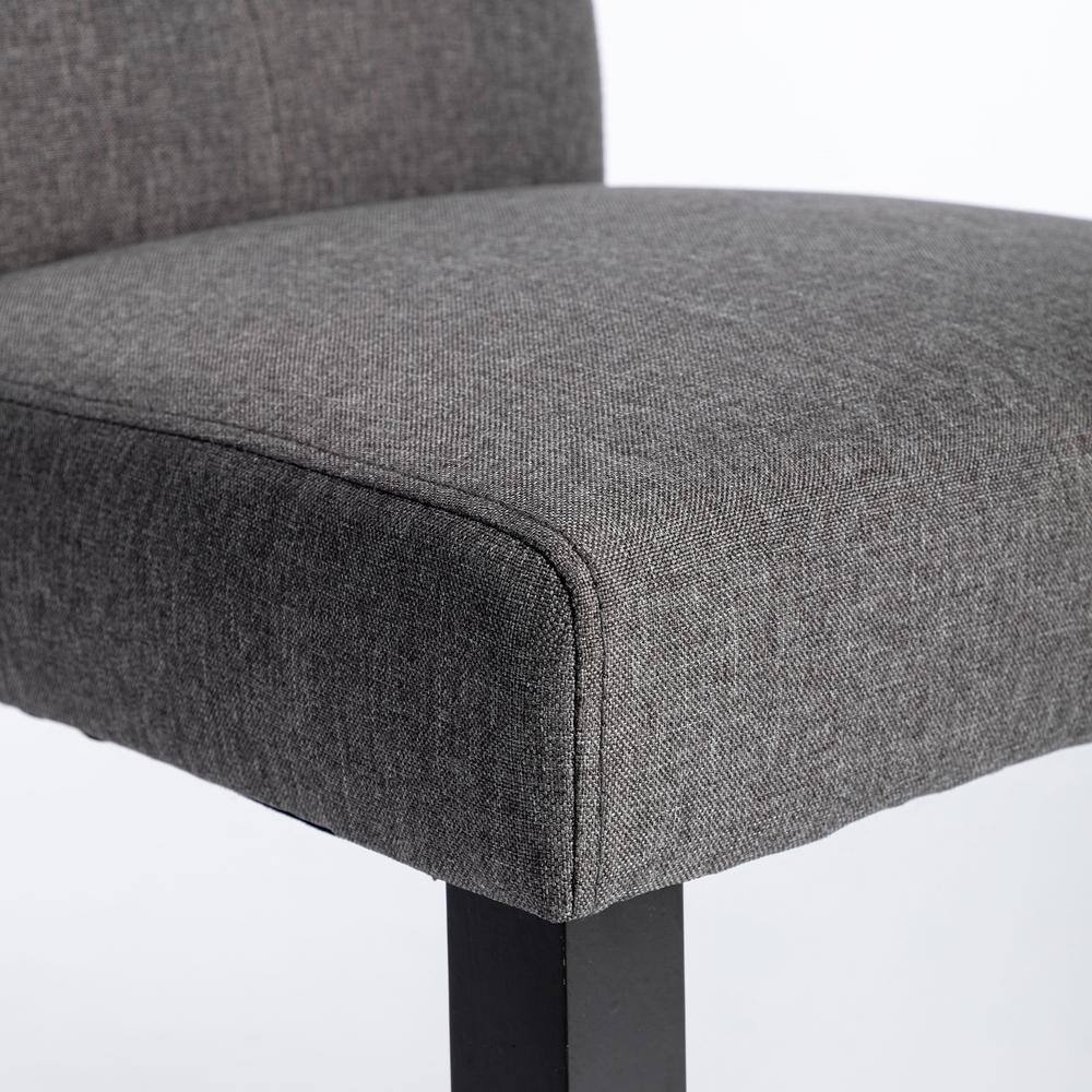 Gray Linen Upholstered Parsons Dining Chairs with High Back and Wood Legs, Set of 4