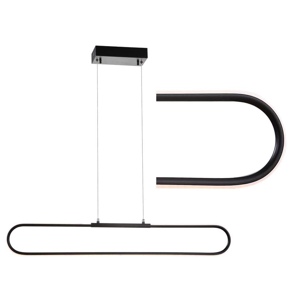 Ned Minimalistic 39" Black Metal Adjustable LED Linear Pendant