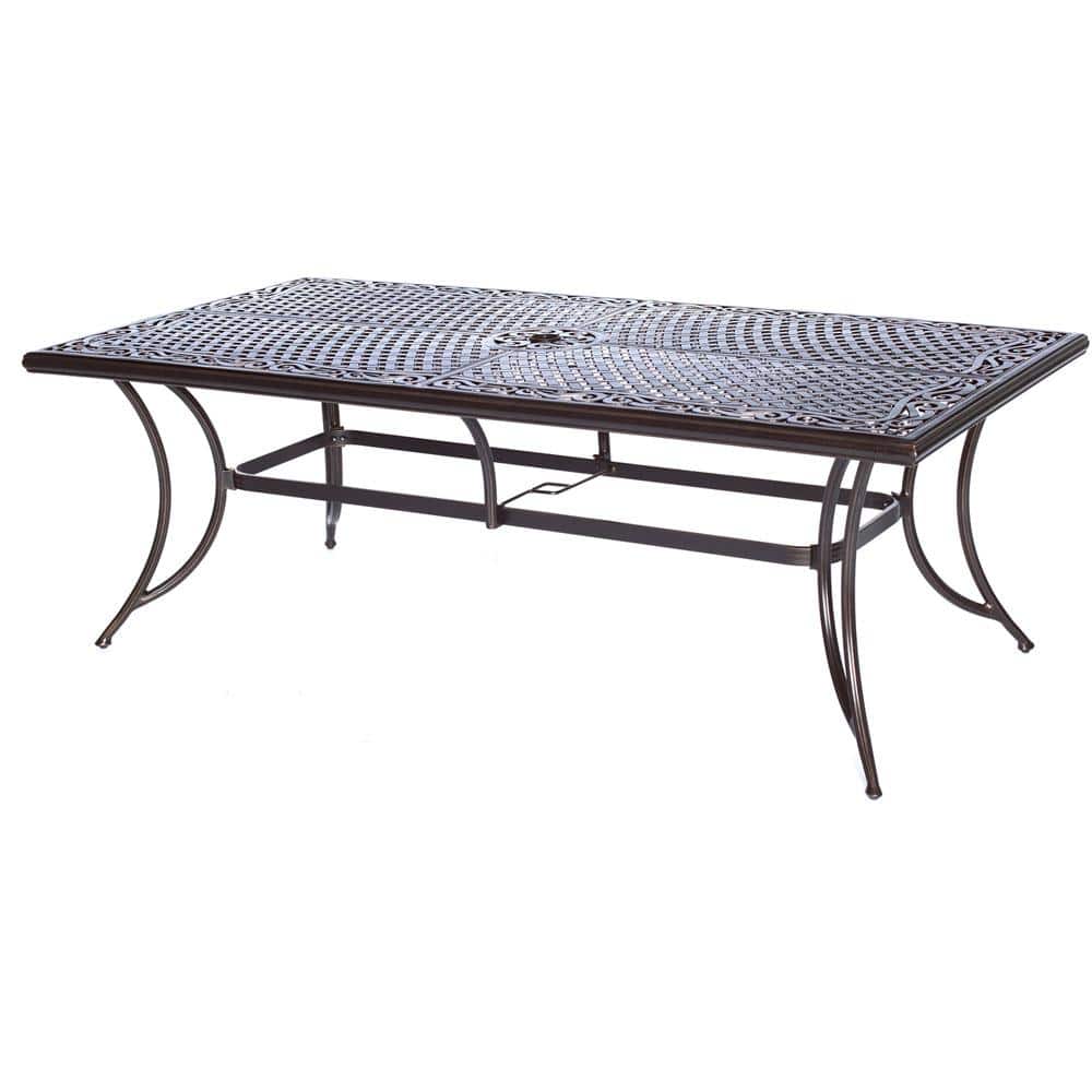 Hanover Traditions 9-Piece Tan Cushioned Aluminum Outdoor Dining Set with Umbrella