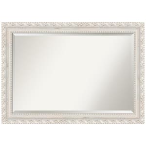 Opera Off White 41.5 in. x 29.5 in. Beveled Traditional Rectangle Wood Framed Bathroom Wall Mirror in White