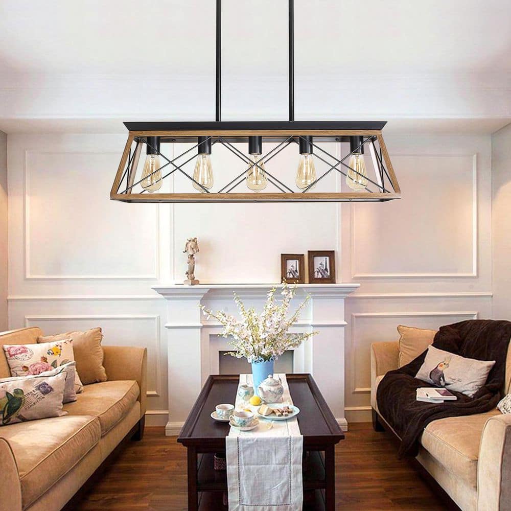 5-Light Brown Farmhouse Chandelier for Dining Room, Living Room with No Bulbs Included price history on PriceWatchPro