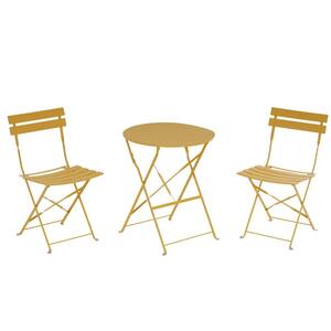 3-Piece Yellow Portable Folding Table and Chair Set