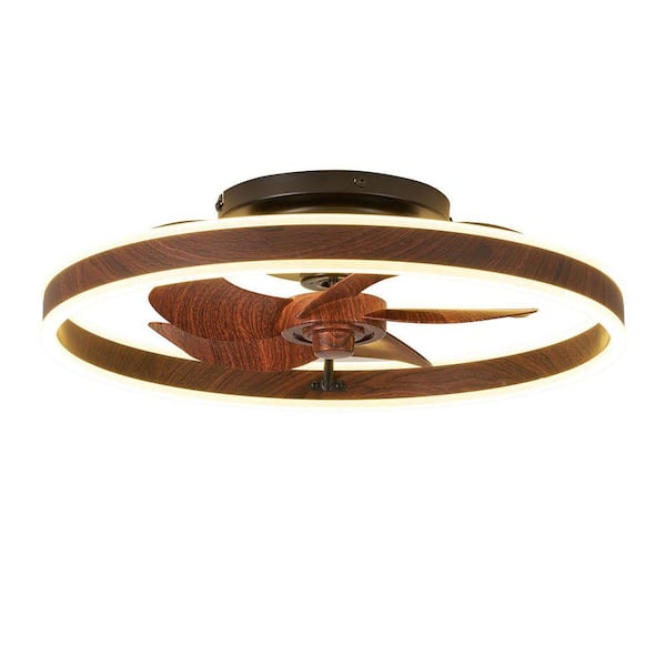 20 in. Black Ceiling Fan with LED Light Indoor Small Low Profile Flush Mount Ceiling Fan Blade Span 11 in.