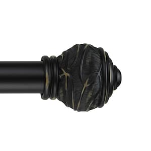 28 - 48 in. Telescoping Single Curtain Rod Kit in Black with Mercado Finials