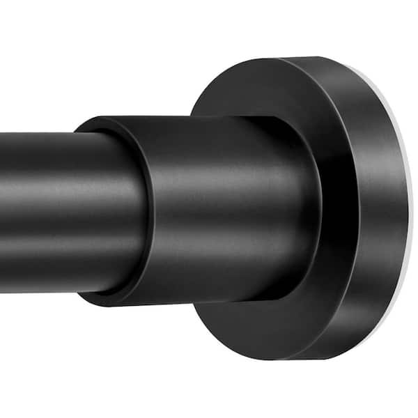 84 in. Stainless Steel Adjustable Non-Rust Spring Tension Shower Curtain Rod No Drilling Anti-Slip in Black