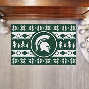 Michigan State Spartans Holiday Sweater Green 1.5 ft. x 2.5 ft. Starter Area Rug