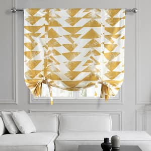 Triad Gold Printed Cotton Rod Pocket Room Darkening Tie-Up Window Shade - 46 in. W x 63 in. L (1 Panel)