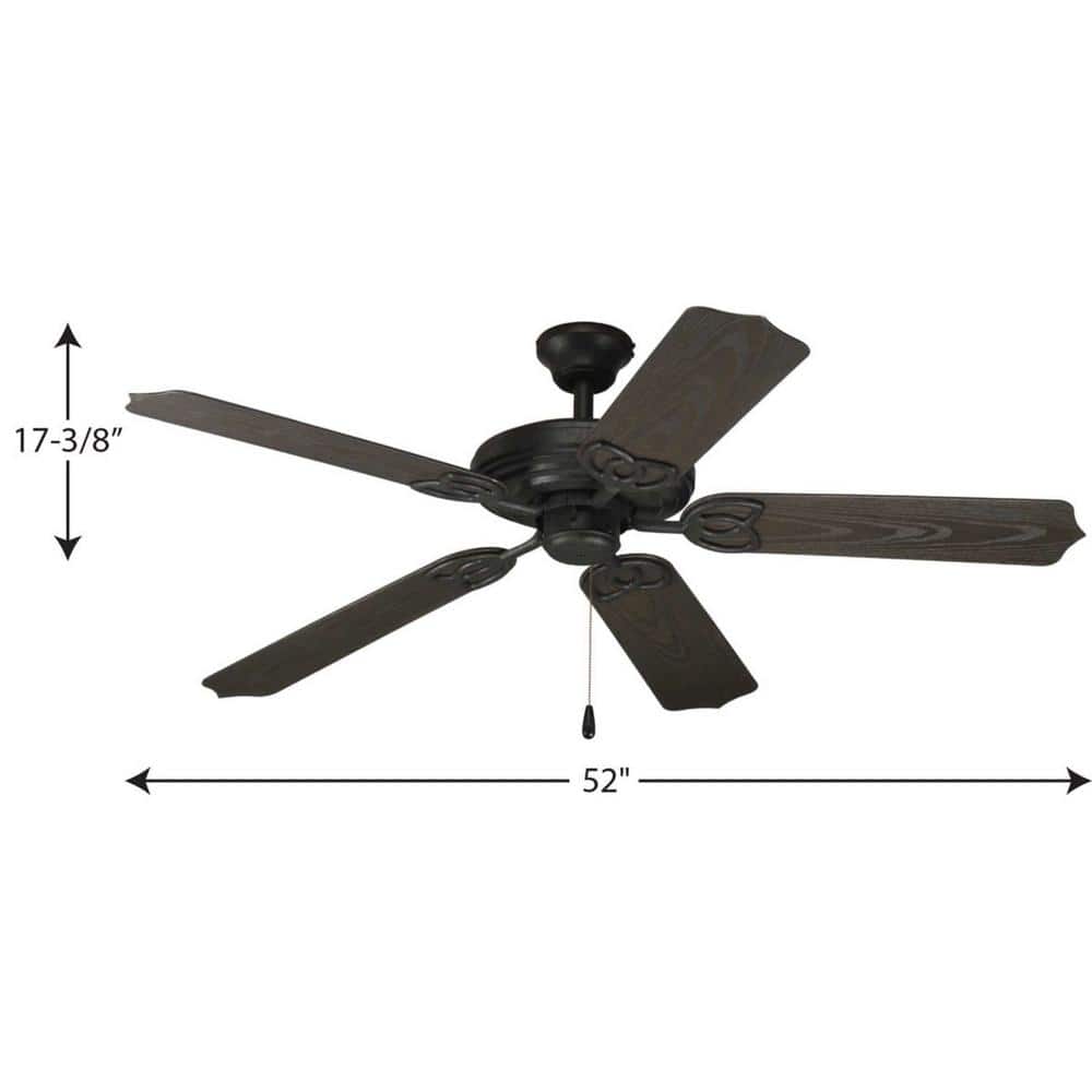 52'' Forged Black Outdoor Ceiling Fan with Toasted Oak Blades